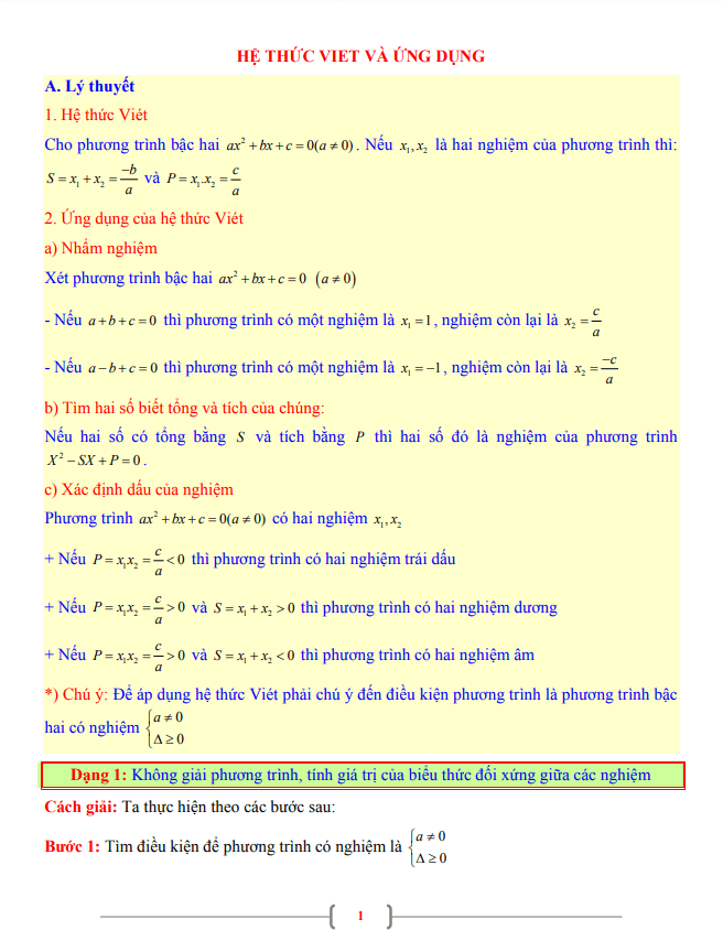 Vi-et Lớp 9: Tìm hiểu và ứng dụng hệ thức Vi-et